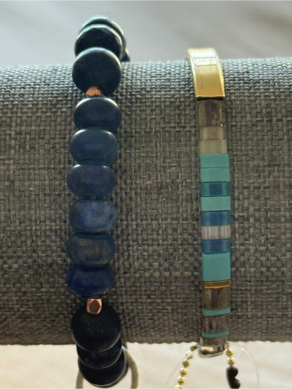 Stone Lapis Blue bracelet and miyuki beaded Bracelet Set